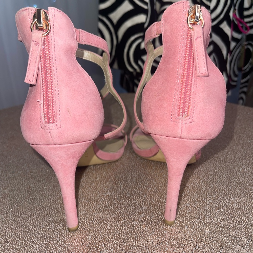 WHITE HOUSE BLACK MARKET Pink Suede Strappy Heels - Picture 10 of 12